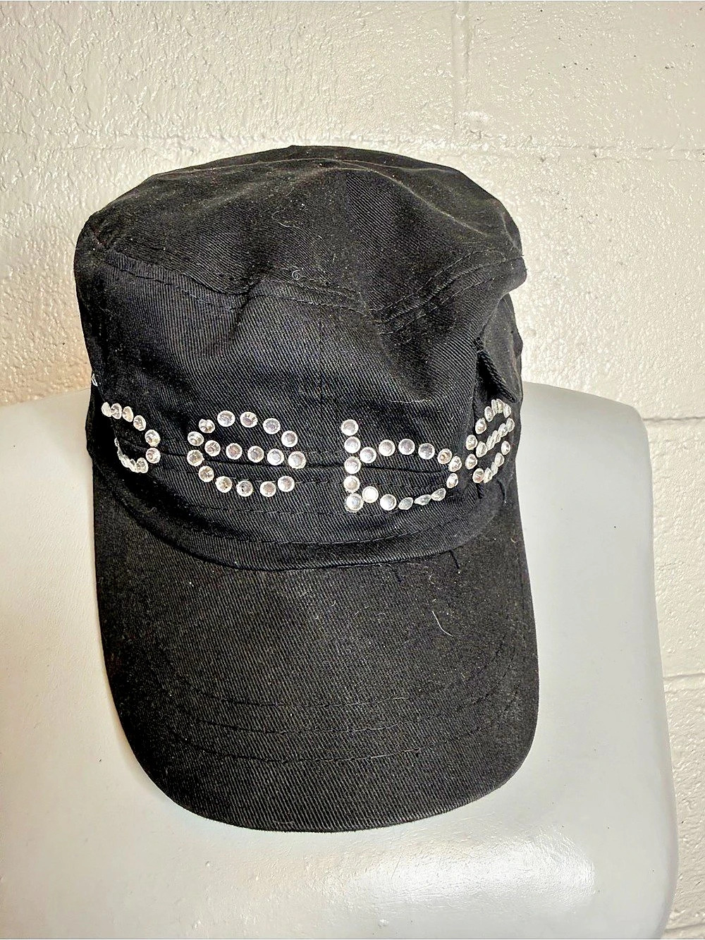 Y2k Bebe cap Black Rhinestone